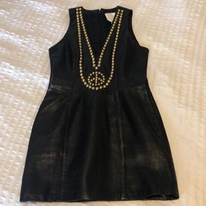 Sexy hippie leather mini dress